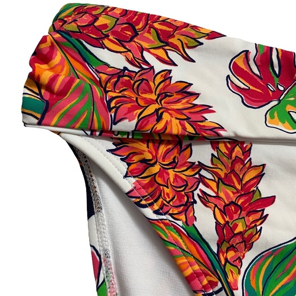 Mynah High Rise High Leg Cheeky Tropical Swim Bottoms Front Knot Detail Large - Picture 5 of 14